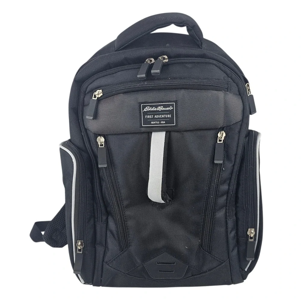 Eddie Bauer First Adventure Diaper Backpack Bag Black Convertible Organizer